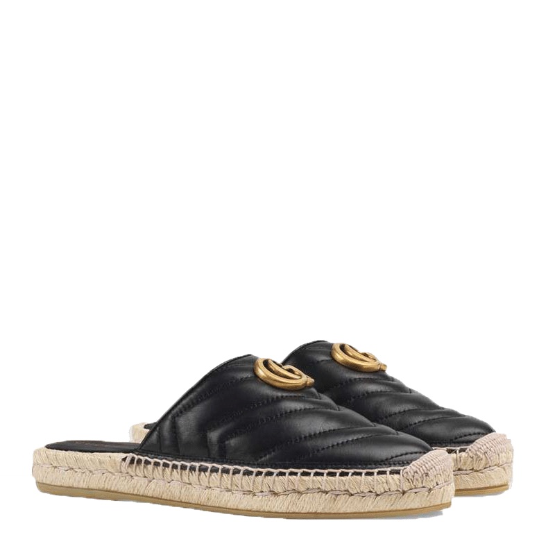 GUCCI/古驰 女士双G衍缝草编包头拖鞋551881