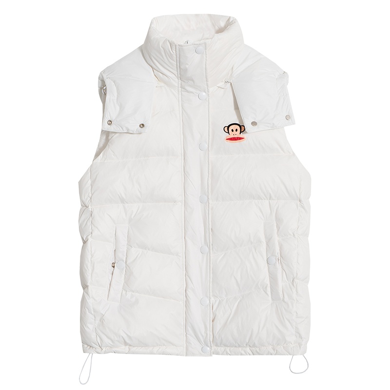 Paul Frank/大嘴猴冬季羽绒服女潮宽松无袖韩版连帽外套X