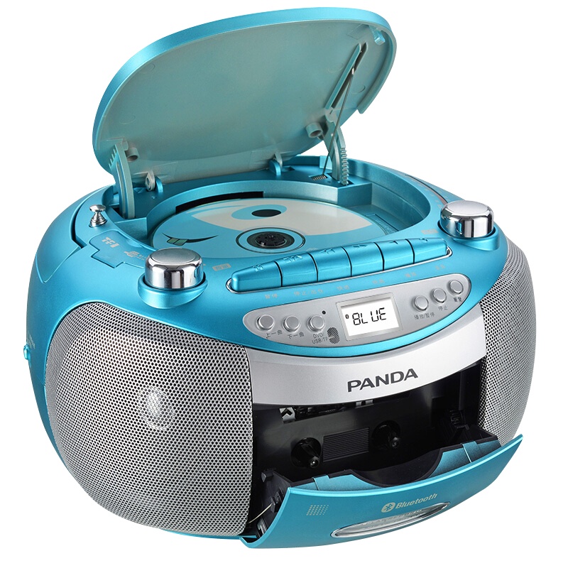 PANDA/熊猫CD-830蓝牙CD磁带DVD播放机便携音响学习教学胎教U盘收录音机 蓝色
