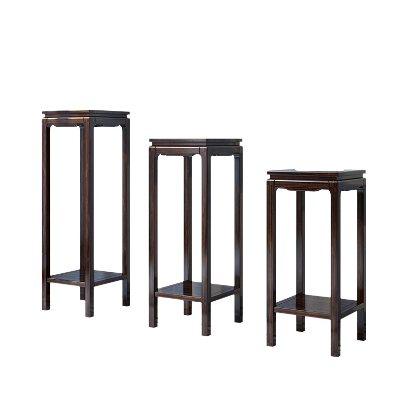 月影梳桐新中式实木花架客厅花几盆架简约仿古植物台落地室内禅意置物架子