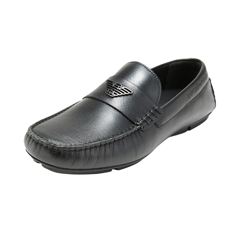 EMPORIO ARMANI 阿玛尼 男士徽标印花牛皮皮鞋