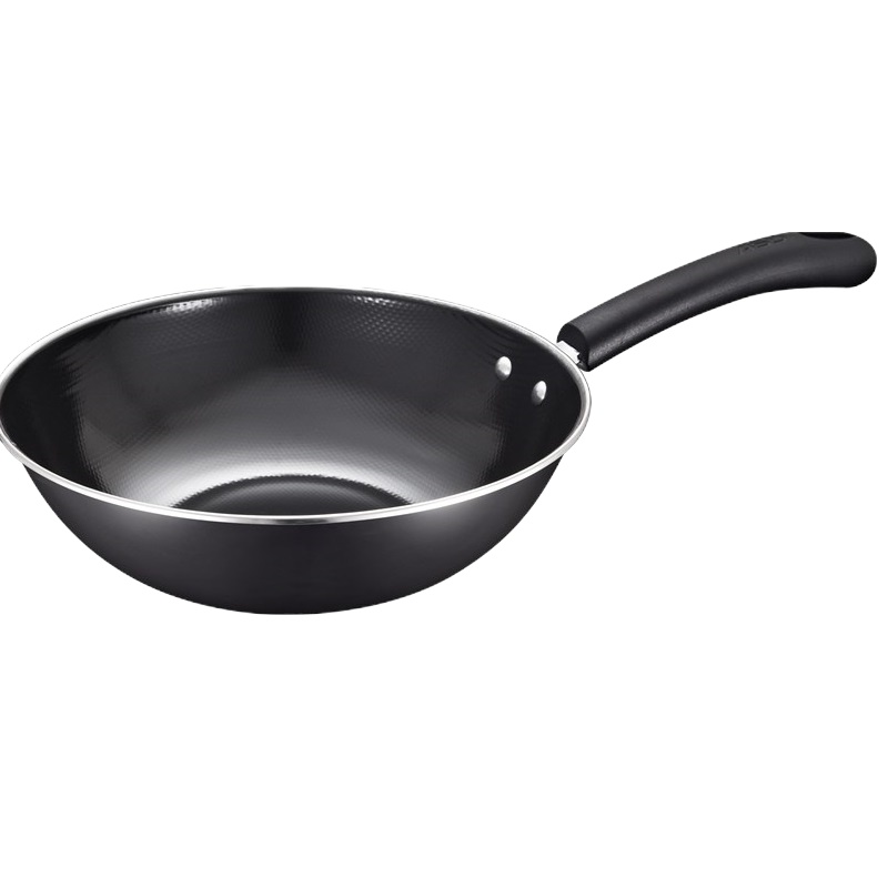 爱仕达30cm不易锈铁搪瓷炒锅