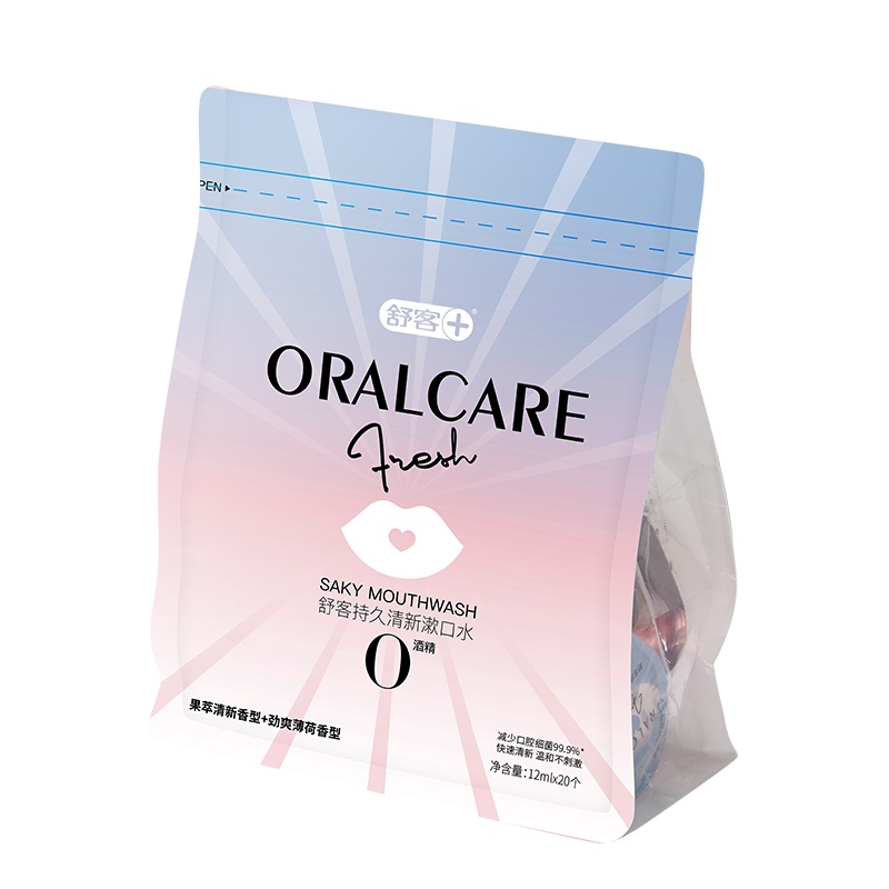 舒客果冻杯漱口水便携无酒精清新口气清洁口腔女生男生一次性簌口水 混搭口味20个装
