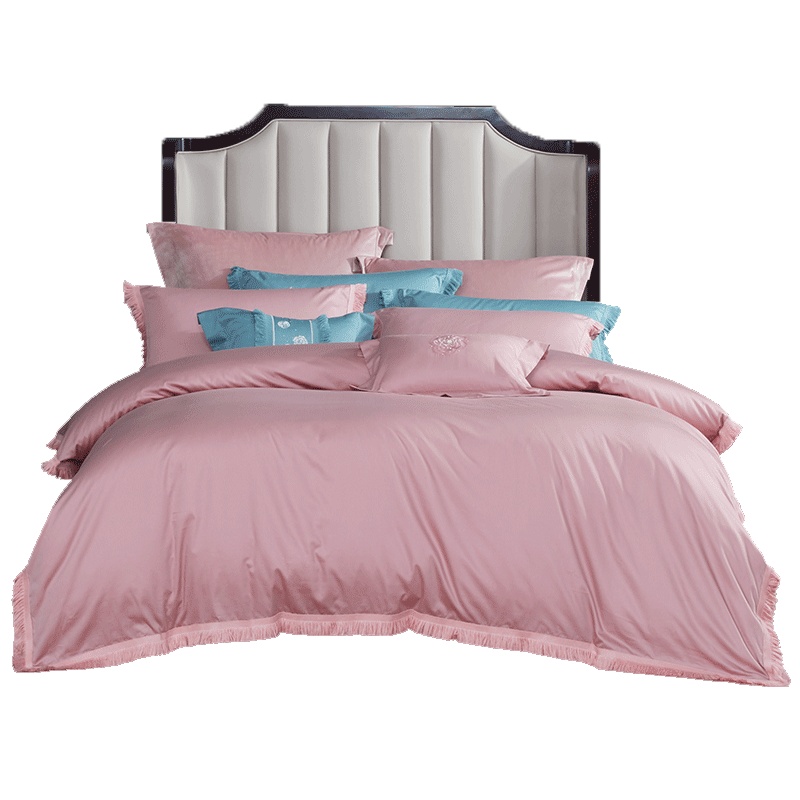 罗莱家纺60支长绒棉四件套床上用品全棉床单双人床纯棉贡缎被套