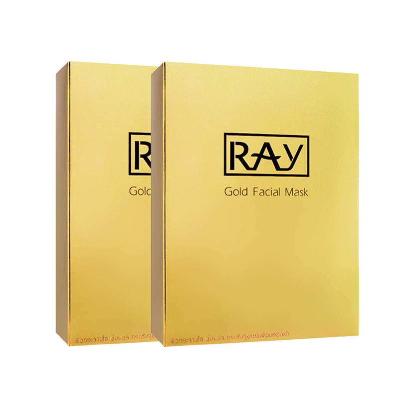 泰国RAY原装进口 蚕丝面膜男女补水保湿 收缩毛孔 提亮肤色 金色面膜10片1盒 两盒装