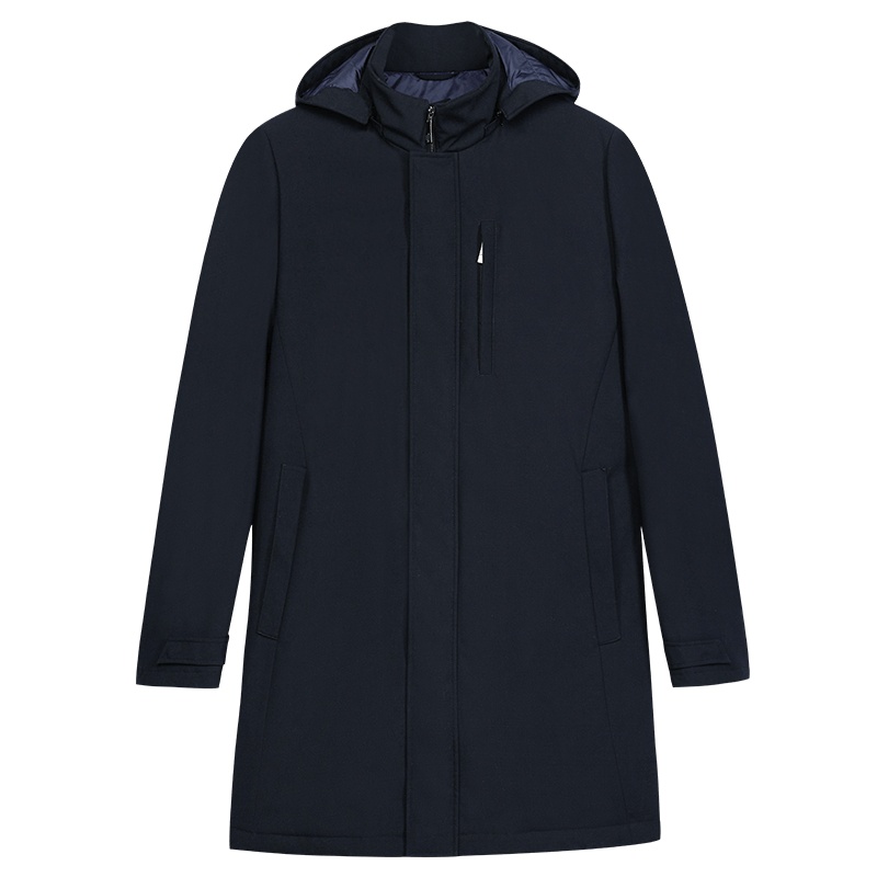 鄂尔多斯1980 20秋冬男士中长款连帽85%白鸭绒羽绒服保暖舒适