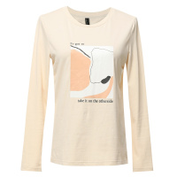 欧昵雪秋装圆领套头涂鸦字母印花纯棉长袖T恤女显瘦上衣