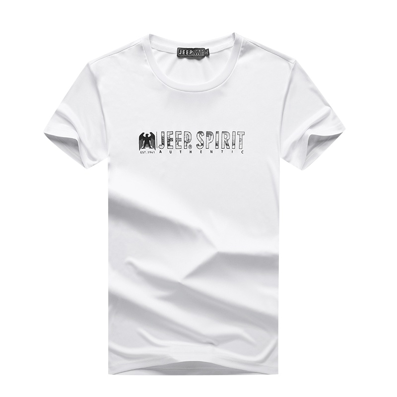 JEEP吉普夏季短袖t恤男士白色打底衫夏装上衣服潮牌青年夏天薄款修身圆领套头简单帅气男装