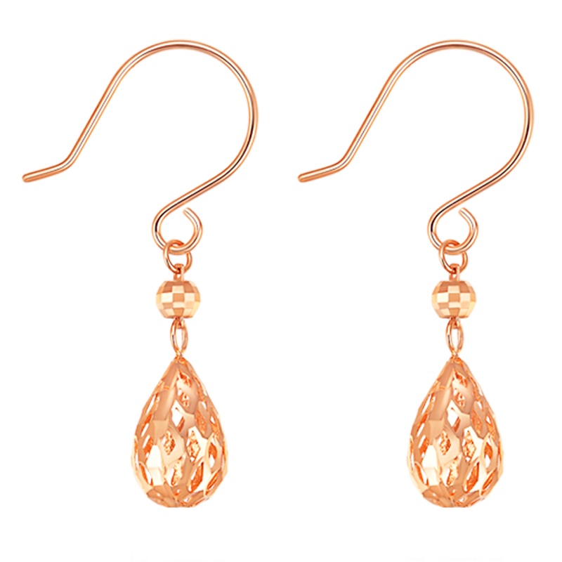 Ryual 18K金耳环 玫瑰金耳钩 彩金镂空水滴形耳坠耳饰 黄金女款时尚百搭送女友爱人计价款七夕情人节礼物