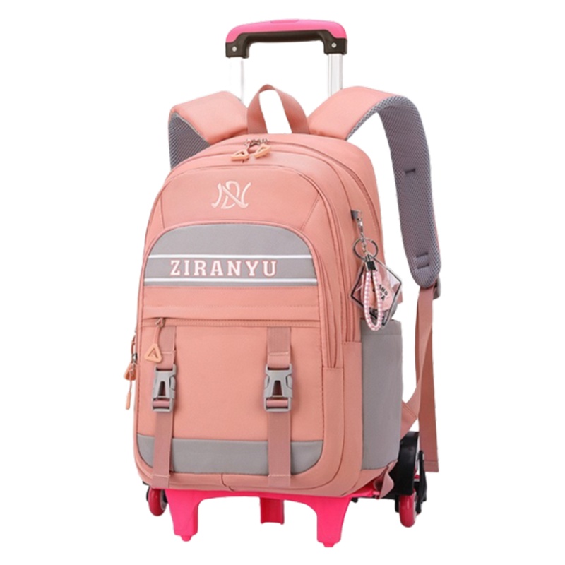 迪嘉乐新品小学生拉杆书包3-6年级简约大容量女孩六轮可爬梯减负带轮双肩包