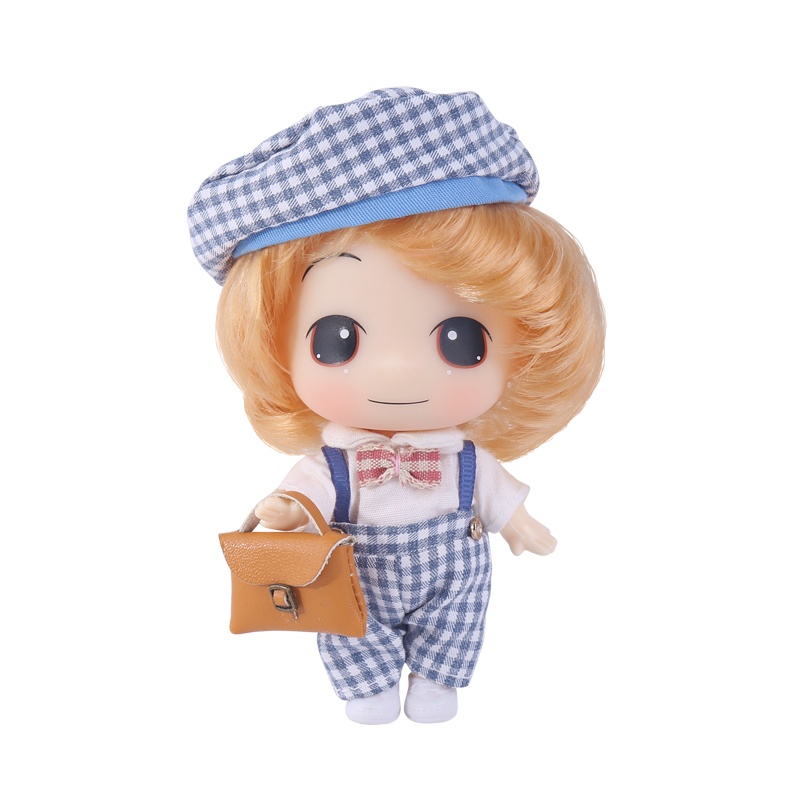 女孩男孩玩具精品礼物9CM冬己校园系列蓝格子款FDE0907