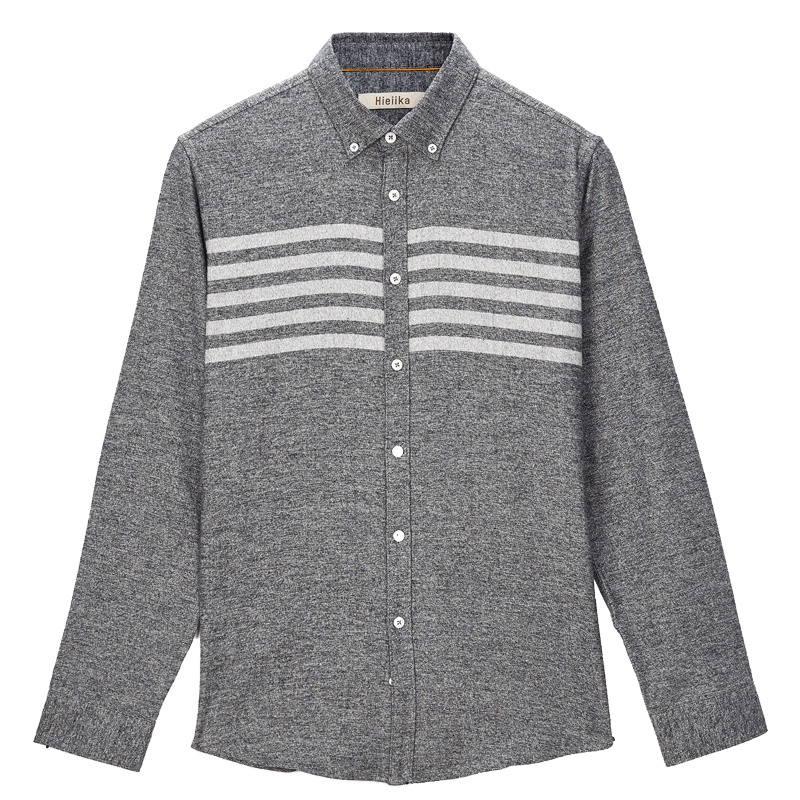 Hieiika 海一家2019秋季男士简约条纹日常休闲长袖衬衫