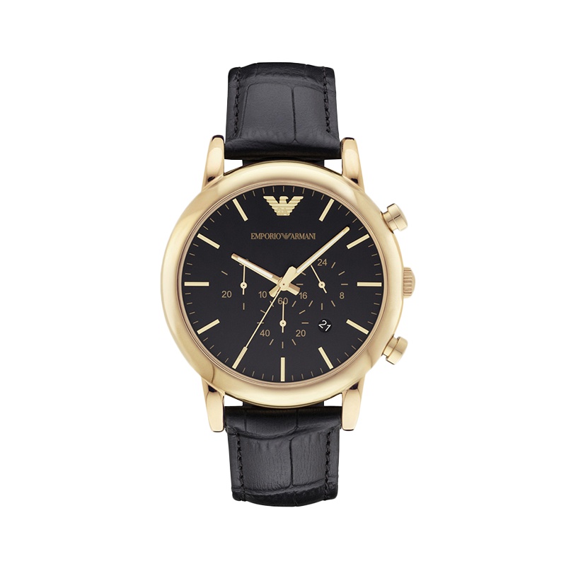 阿玛尼手表 休闲皮带男士手表时尚日历计时男表腕表 AR1917 黑色