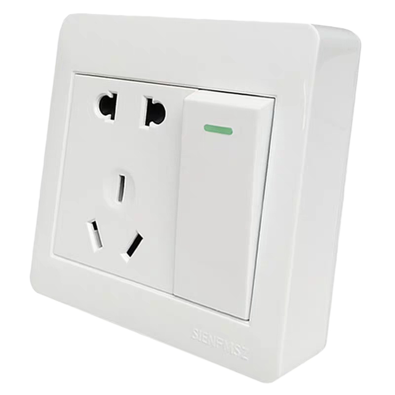 带开关插座面板 86型墙壁单开双控1开5孔电源插座一开五孔