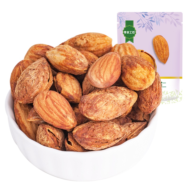 零食工坊(snack show)手剥扁桃仁200g*2袋 奶香味奶油味坚果零食小吃干果巴坦木袋装