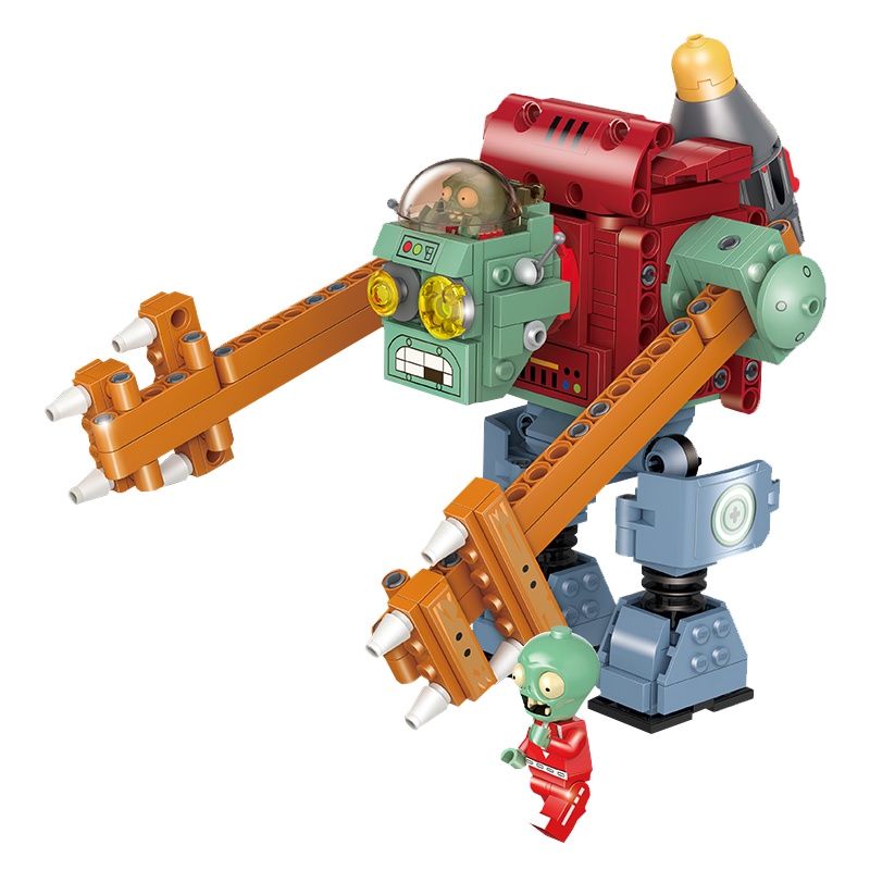 古迪拼装积木植物大战僵尸男孩子生日礼物diy模型60007机甲巨人僵尸