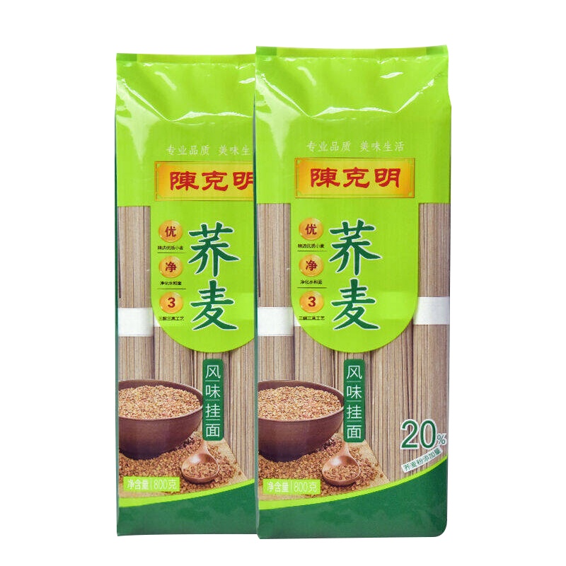 陈克明荞麦面条 低脂肪低升糖 粗粮杂粮 荞乔麦风味面条挂面800g*3/4.8斤