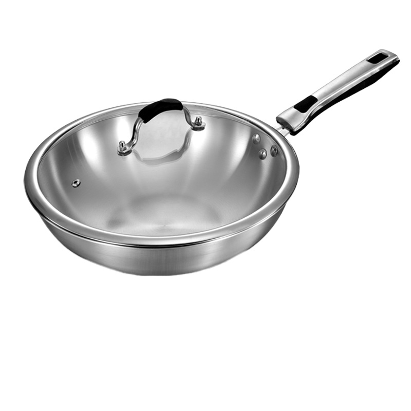 不粘锅炒锅烘焙精灵不锈钢家用无涂层炒菜锅电磁炉燃气适用 34cm(单锅)