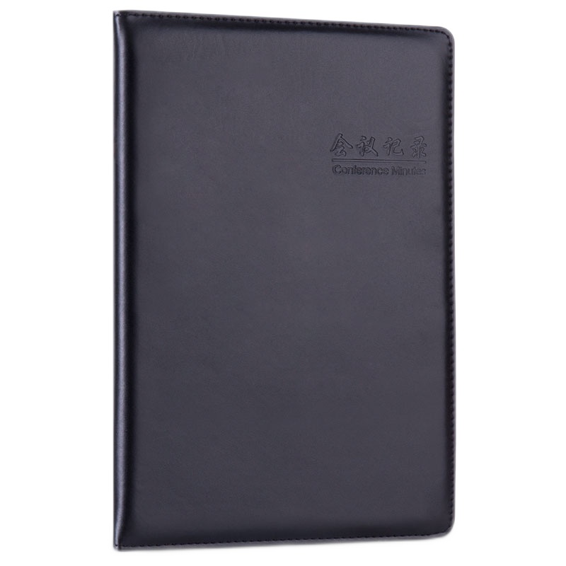 得力(deli) 16K80张大号会议记录本皮面本 记事本笔记本子文具办公用品 黑色7949