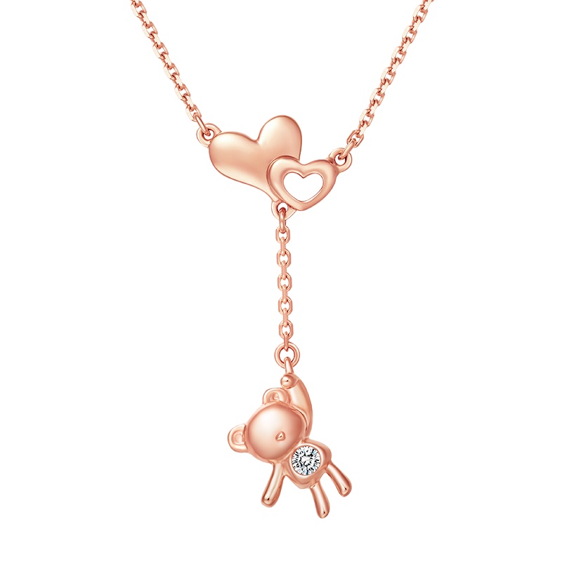 Soinlove 小确幸系列小熊18K金钻石项链坠项链女 送礼推荐VU601