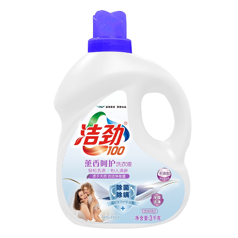洁劲100 金龙鱼推荐 桶装洗衣液3kg 婴幼儿适用 机洗手洗两用 薰香呵护 轻松去渍 深层洁净