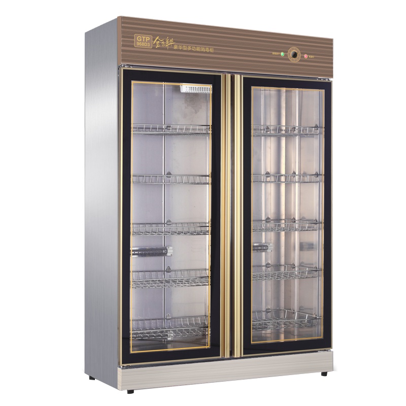 而派 豪华金色年华毛巾衣物消毒柜商用 美容院会所工厂浴巾毛巾床单拖鞋服装消毒 低温红外线紫外线臭氧杀菌 双门立式不锈钢柜