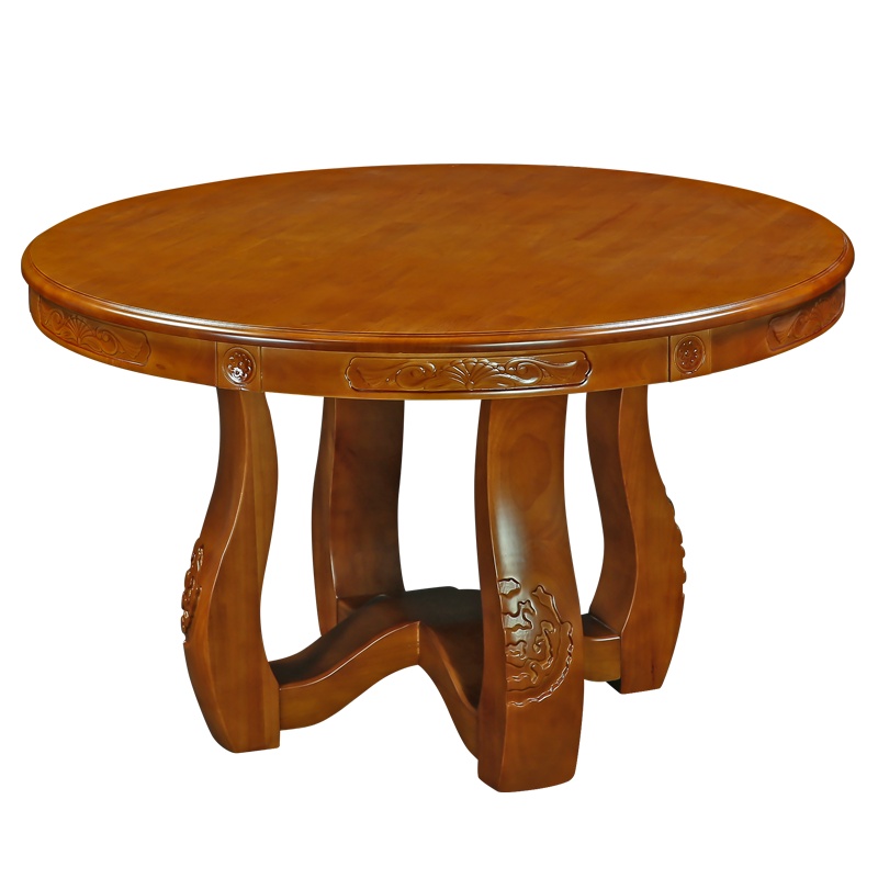 HiBoss实木圆形餐桌小户型简约橡木饭桌现代新中式桌子1.48米