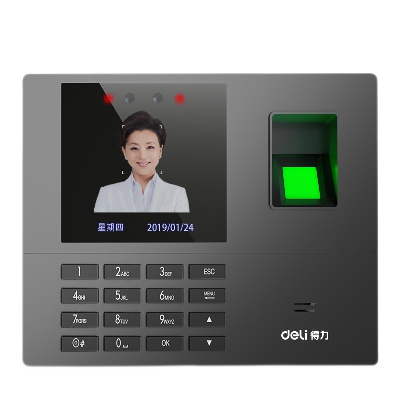得力(deli)人脸指纹考勤机 双核快速识别打卡机 脱机签到 200人脸+600指纹 34521