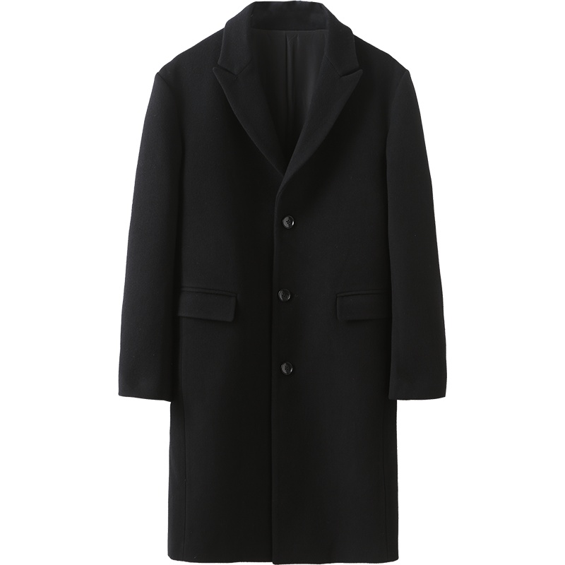 马克华菲大衣男2018秋冬宽松潮流绣花翻领羊毛呢外套