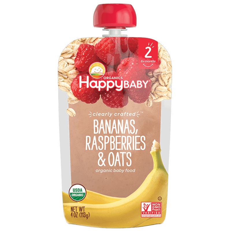 禧贝(Happy Baby)婴幼儿有机香蕉覆盆子燕麦蔬果泥 二段 113g/袋装 6个月以上