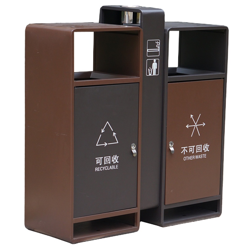 迅众 双桶垃圾箱户外垃圾桶不锈钢大号环卫果皮箱室外分类物业小区校园