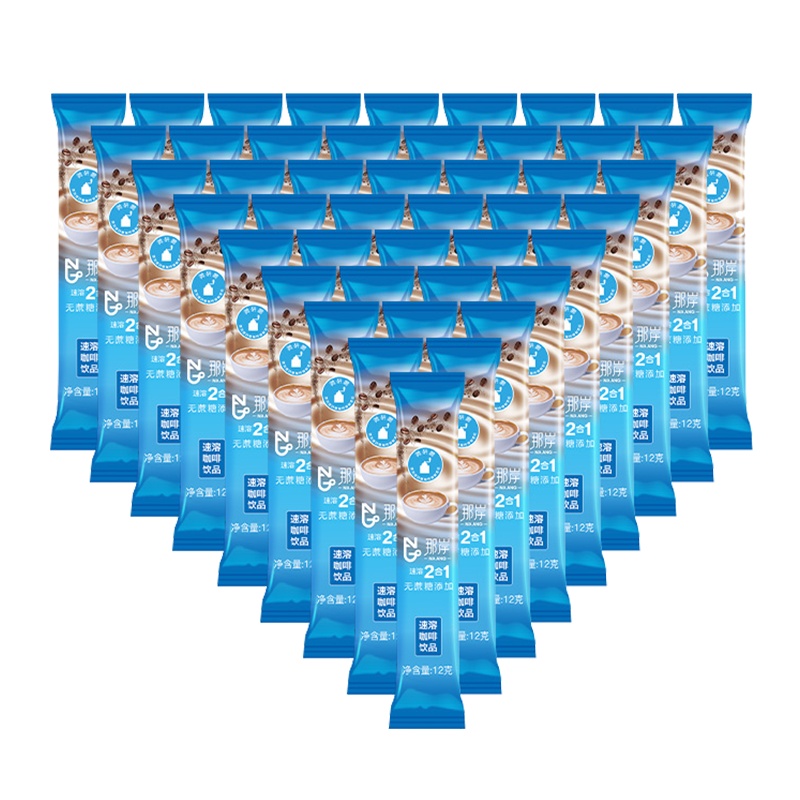 那岸咖啡无蔗糖添加二合一速溶即溶咖啡粉100条*12g条装1200g散装