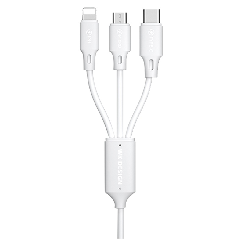 REMAX 全速pro 苹果 Type-C 安卓 通用 三合一充数据线 iPhone 华为 小米手机通用充电线 白色