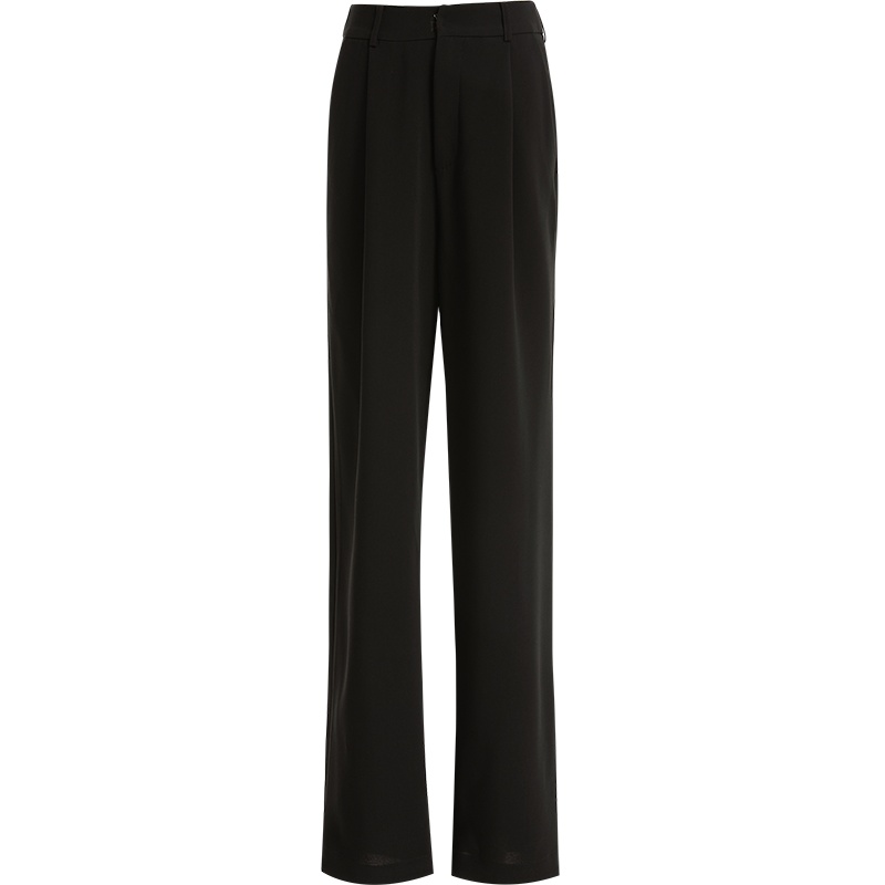 欧昵雪通勤高腰显瘦宽松垂感阔腿裤女休闲直筒长裤子