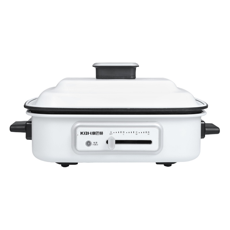 康巴赫(KBH)多功能烹饪锅 升级版(白色)(加煎饼盘) 4盘多功能 4.5L大容量 不粘少烟 K-MP01