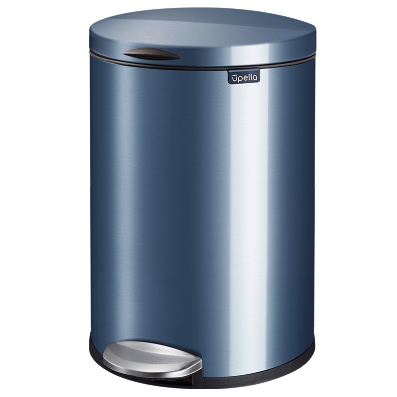 优百纳/Upella 欧式圆形创意不锈钢垃圾桶家用 客厅卧室卫生间办公室有盖脚踏式12L