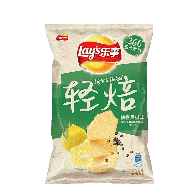 乐事轻焙柚香黑椒味薯片70g