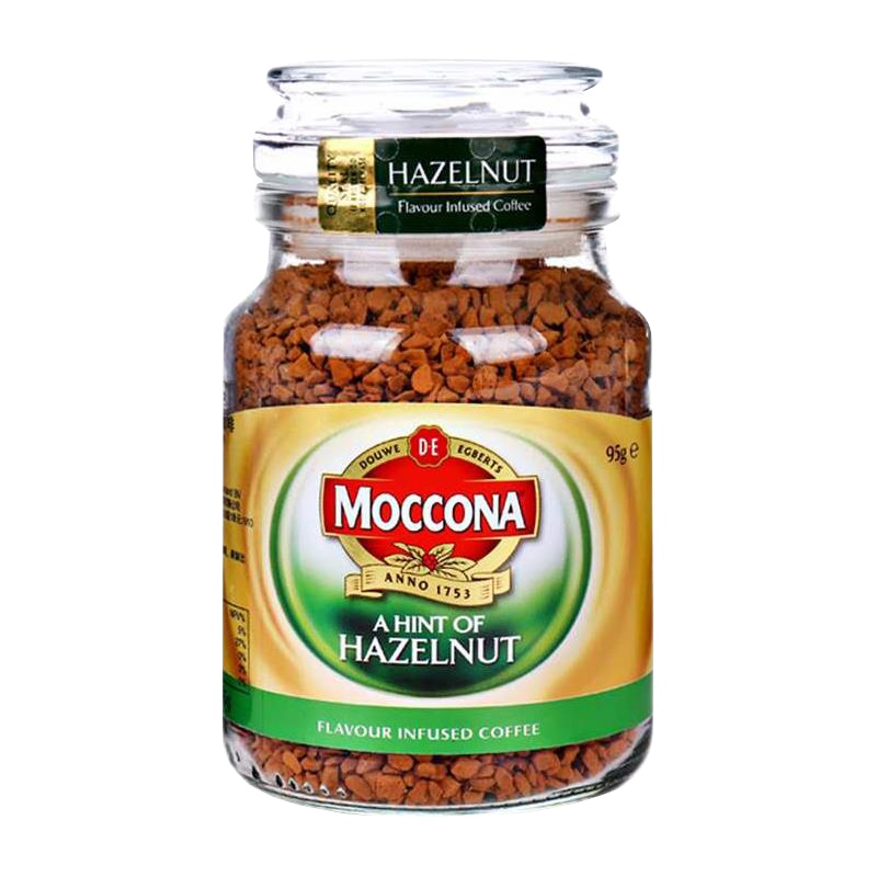 荷兰进口moccona摩可纳咖啡冻干速溶咖啡纯黑咖啡粉榛果味95g瓶装