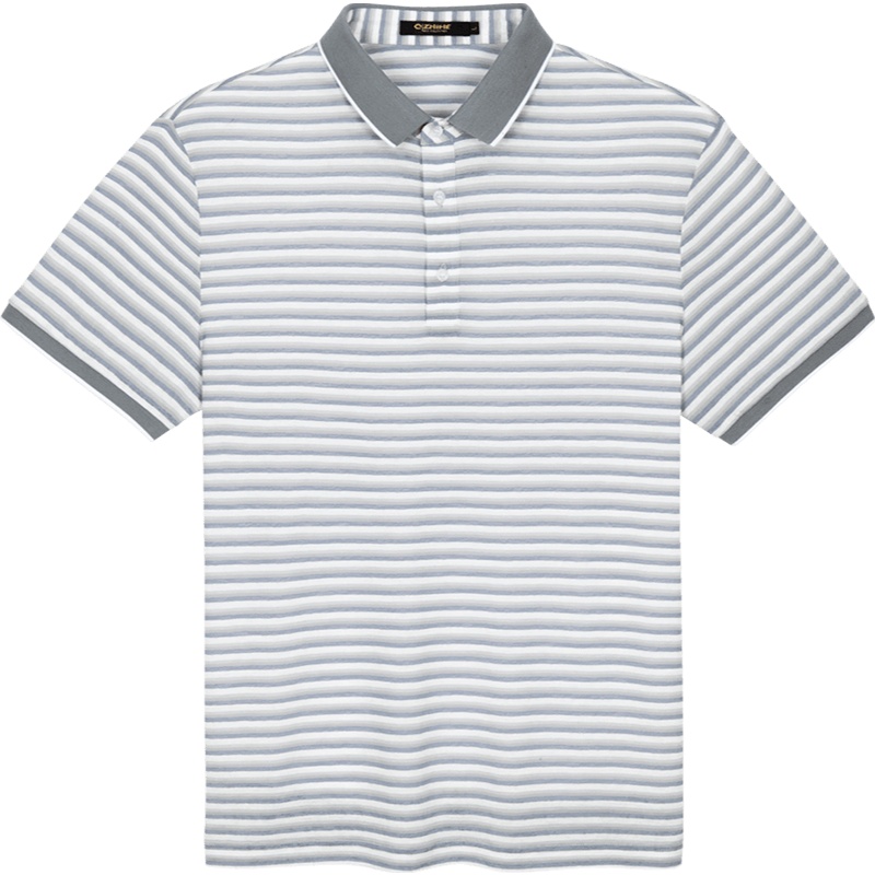 千纸鹤男装薄款透气上衣2020夏季新款商务休闲条纹短袖polo25167