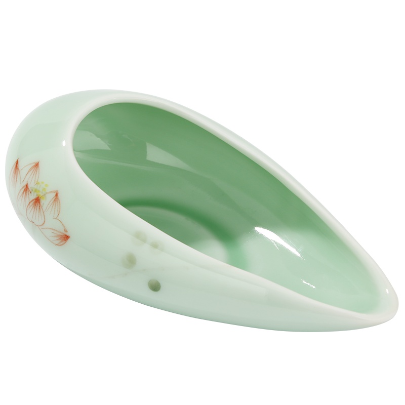 常生源 茶匙茶则 陶瓷赏茶荷 手绘 青瓷茶勺 功夫茶具茶道 莲语茶荷