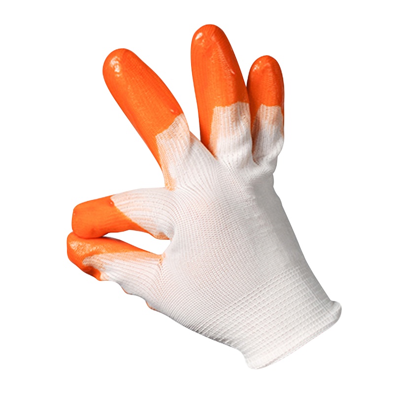 手套浸胶小半挂手套 耐磨PVC牛筋胶手套薄款劳保用品（12双/打）【CWFD】