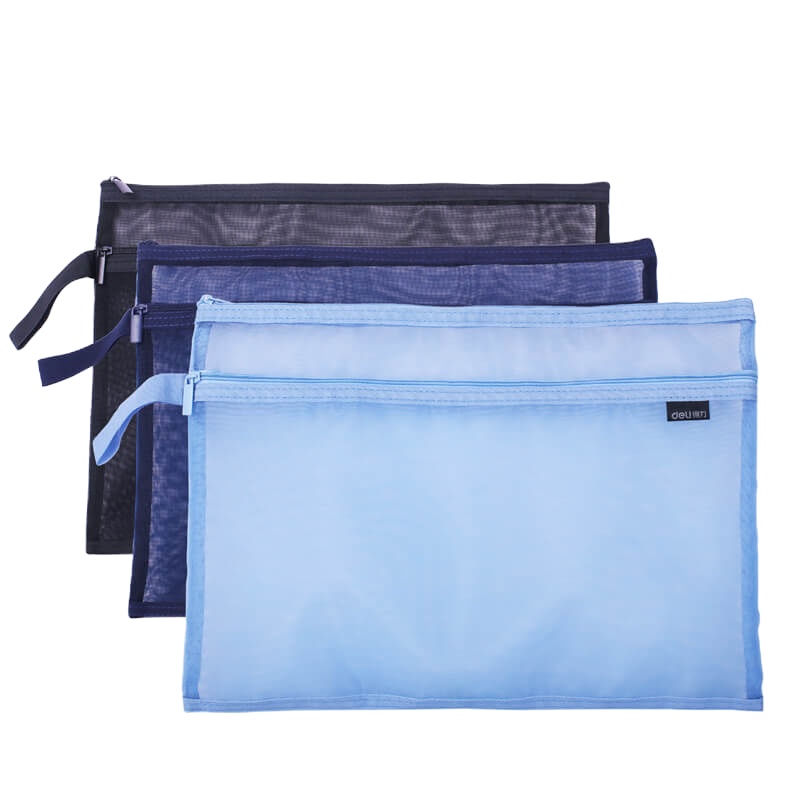 得力(deli)5576 透明网纱拉链袋 A4