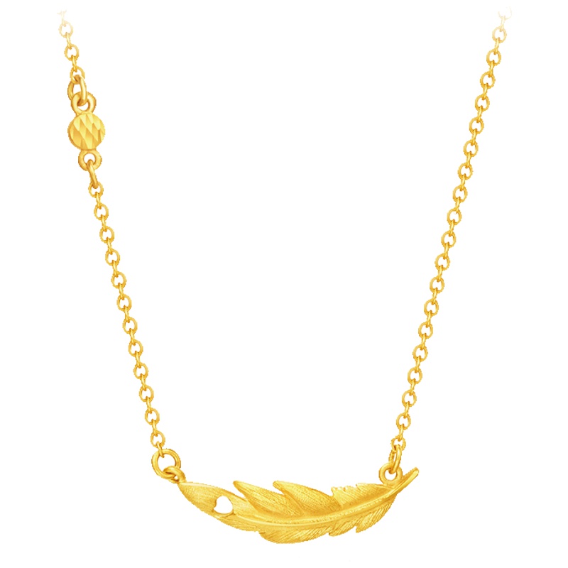 周大福首饰羽毛足金黄金项链套链坠计价（工费168元）F212306