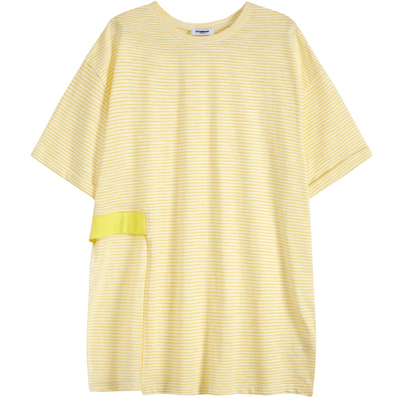 OtherMix不规则短袖t恤2021年夏季新款韩版长袖宽松条纹上衣女潮