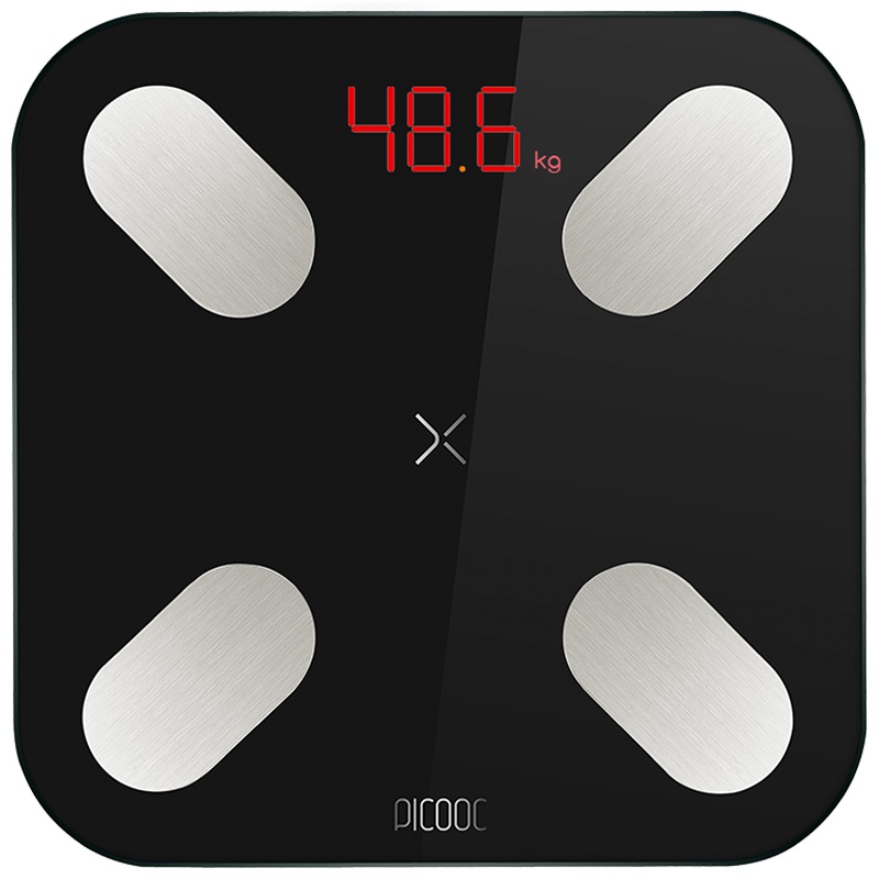 有品picooc MINI黑色智能体脂体重秤精准电子健康减脂秤 自动识别用户 制定减脂计划 支持蓝牙APP控制玻璃面板