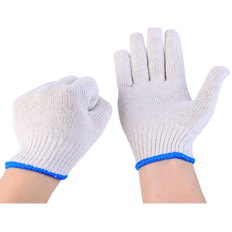 线元素(XYS)劳保手套防滑耐磨工地搬运维修纯白普通棉纱工作手套100付/组