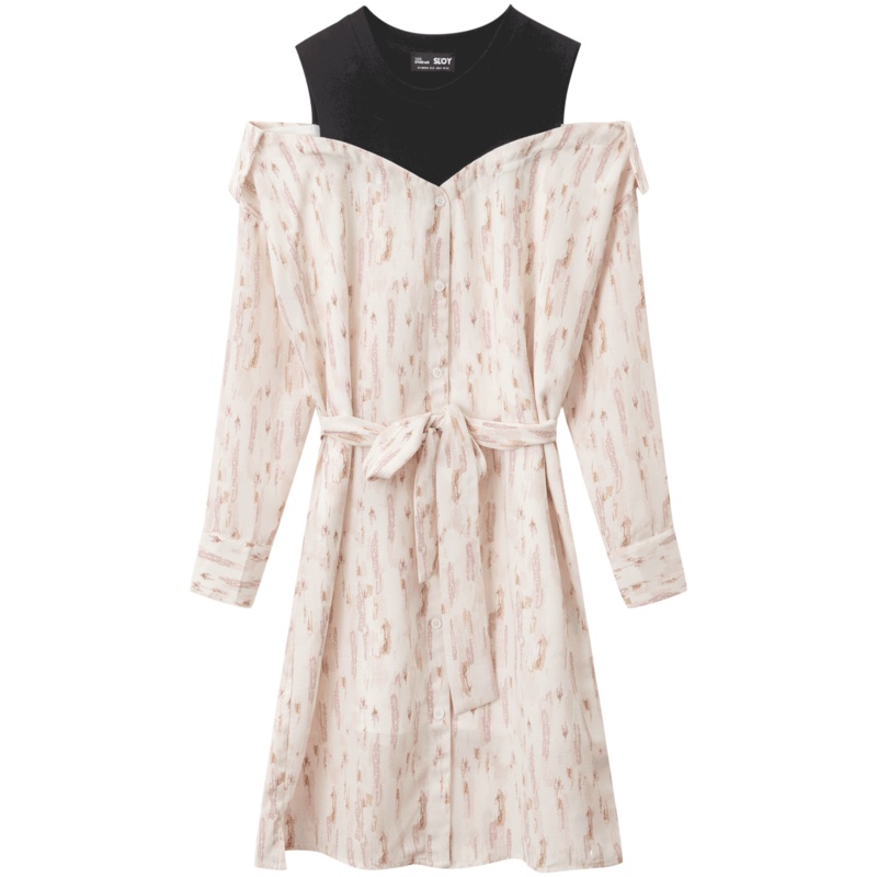 OtherMix橙IP联名连衣裙女2021新款初春法式收腰显瘦内搭新年裙子