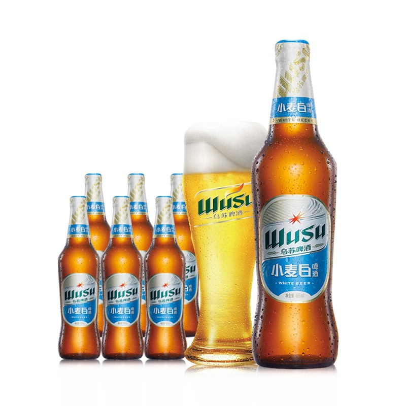 [乌苏啤酒]官方授权新款大乌苏小麦白啤酒新疆啤酒465ml*6瓶酿香