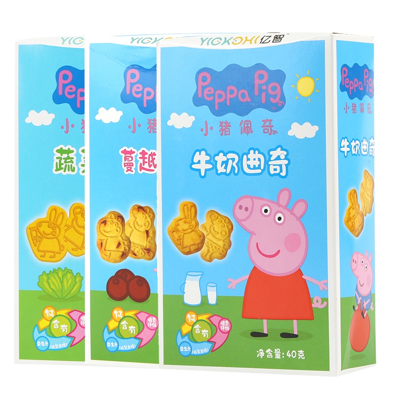 小猪佩奇曲奇饼干40克*6盒(牛奶×2+蔬菜×2+蔓越莓×2) 儿童饼干