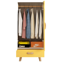 两衣柜小孩卧室出租房用简易小型衣橱收纳柜子实木现代简约 Y90胡桃色(高192*120- 2组装安心抵